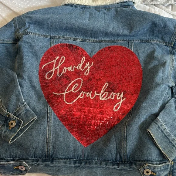 Judith March howdy cowboy denim Sherpa lined jacket New! - Picture 10 of 11